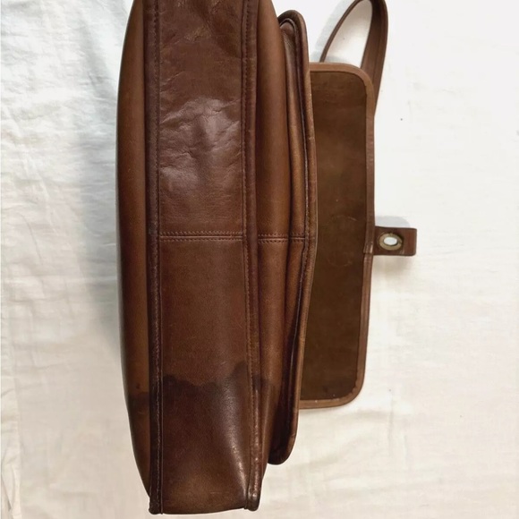 COACH VTG 1980's BRITISH TAN LEATHER MESSENGER BRIEFCASE SATCHEL NYC 688-0927 - Picture 11 of 12